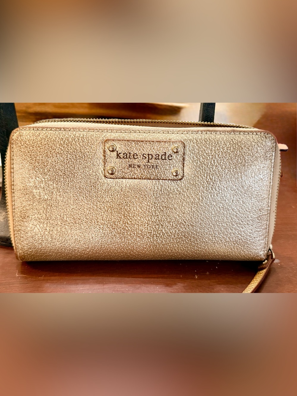 Vintage Kate Spade Wellesley Neda Metallic Gold Pebbled Leather